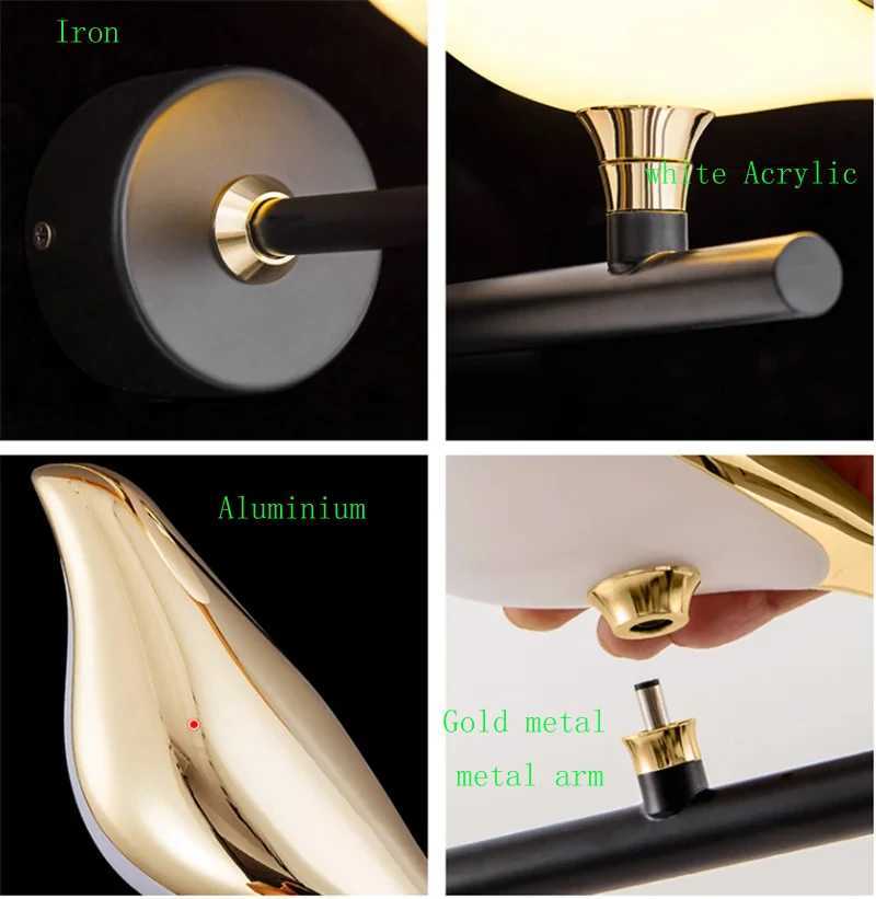 Nordic Golden Bird LED Wall Lights Parlor Bar Creative Wall Lamps Novelty Sconces Bedroom Bedside Lamp Living Room DecorationXJ250526