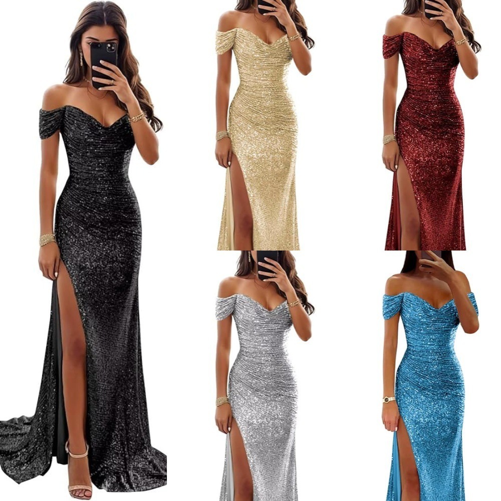 Plus Size Ombre Bib Neck Cold Shoulder Mermaid Dress 250520