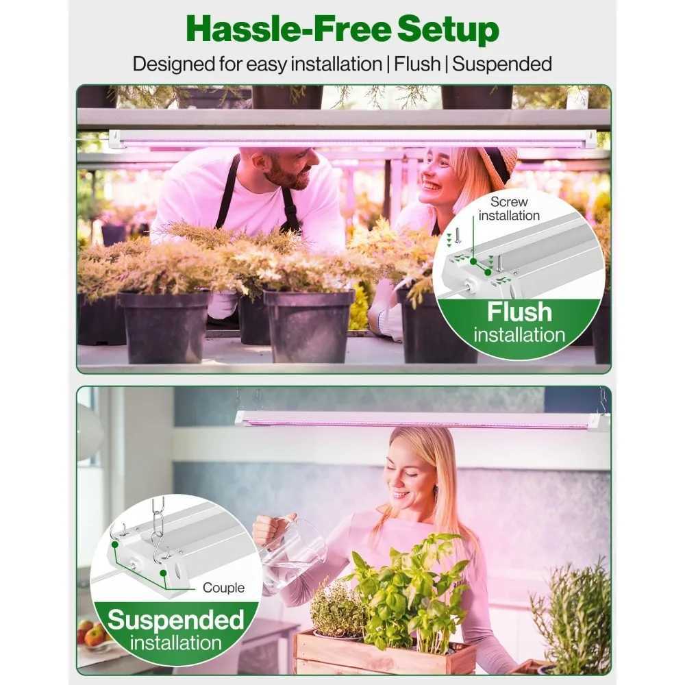 4ft LED Grow Lights Full Spectrum for Indoor Plants 80W Integrated Suspended Fixture Plug-in Linkable for Indoor GreenhouseXJ250526