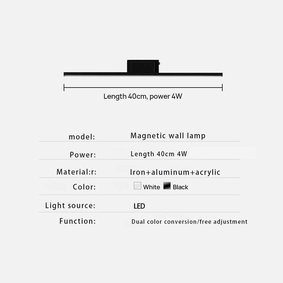 Litu LED Rechargeable Wall Lamp Mirror Lamp Magnetic Attraction With Battery USB Wall Light For Bedroom Night Lighting CorridorXJ250526
