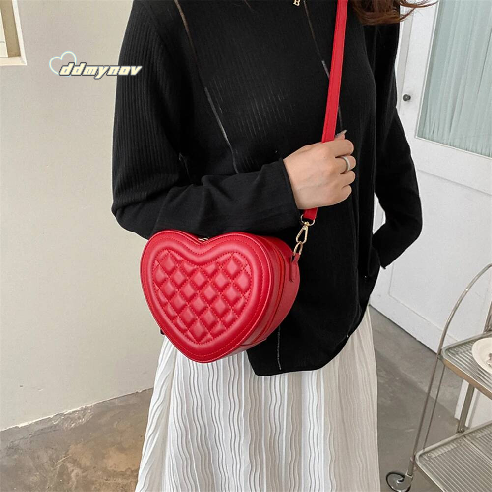 Fashion Love Heart Shape Handbags Designer Crossbody Bags PU Leather Zipper Women Casual Phone Shoulder Bag ddmynov