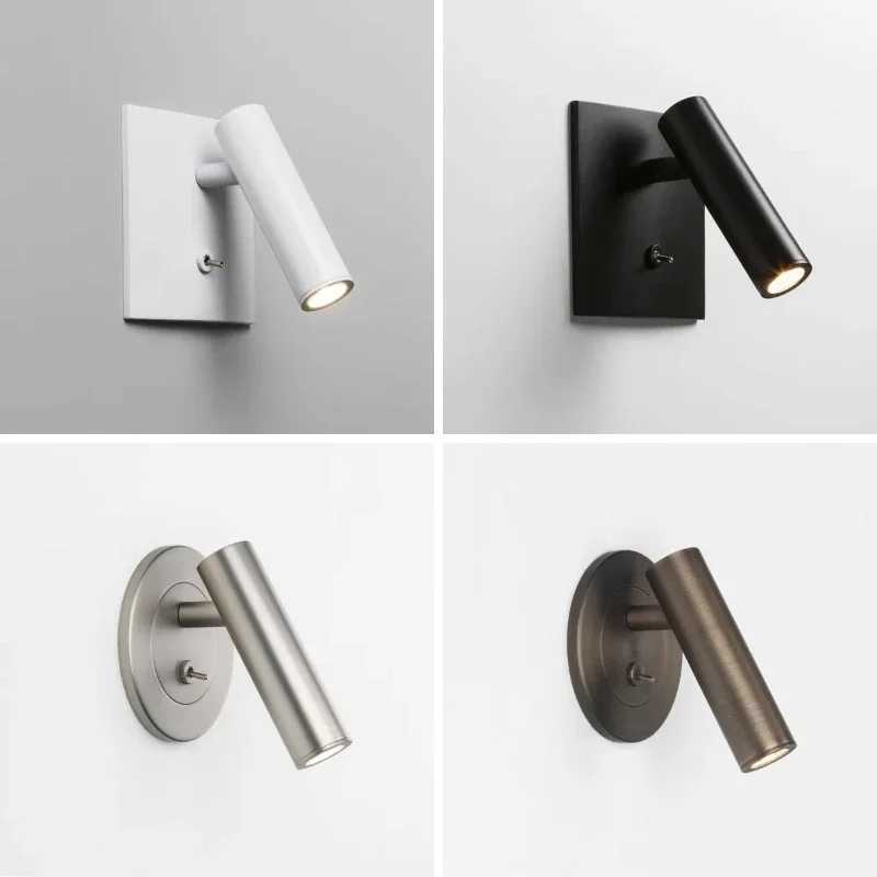 Embedded LED Reading Wall Lamp with Switch Adjustable Hotel Bedroom Bedside Headboard Sconce Spot LED Light Fixture AC110-220VXJ250526
