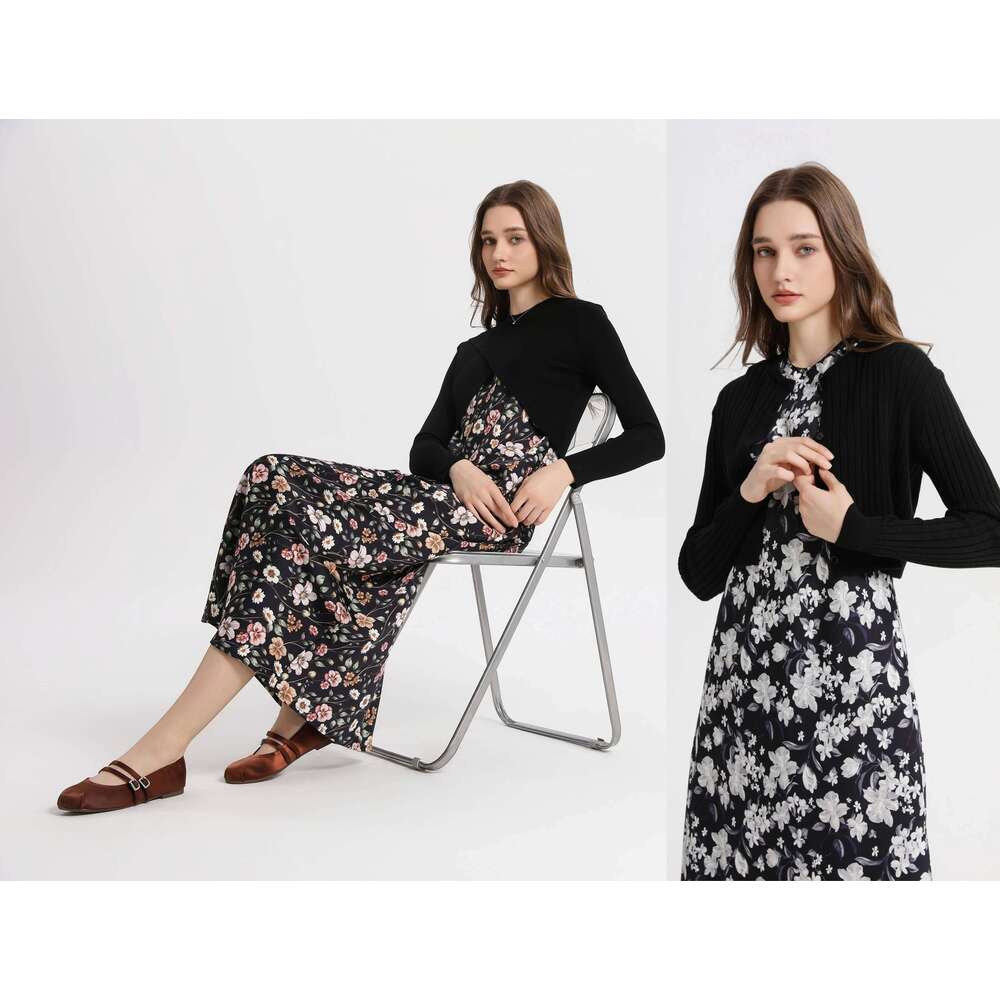 Hot Tight Dresses AS Spring Summer Elegance Satin Dress Knitted Top Match Set Maxi Floor Length Woman Clothes Casual Knee Length Dresses