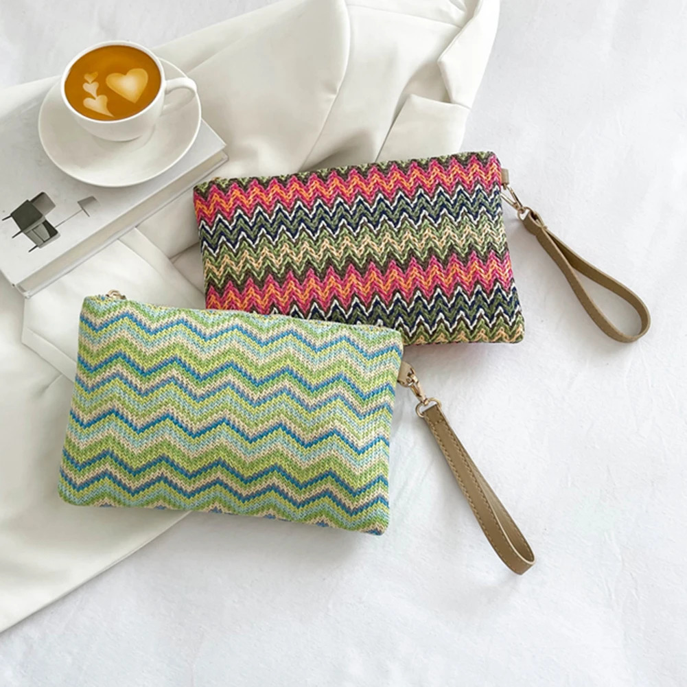 Woven Clutch Bag Colourful Money Beach Long Bag Handmade Vintage Casual Portable Elegant Simple Exquisite for Weekend Vacation 250526