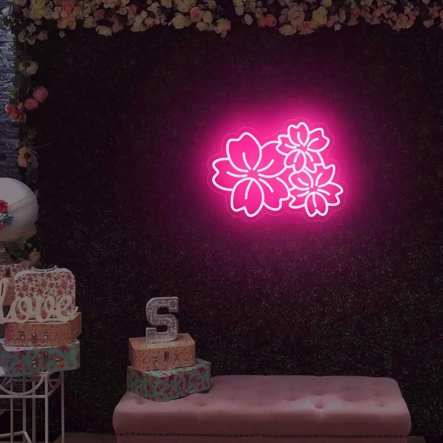 Cherry Flower Neon Sign LED Neon Light Sign Outdoor Indoor Night Light Wall Decor Beautiful Door Home Decor Drawing Room Gifts W250526