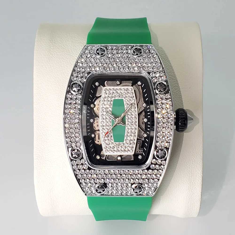 Dia Watch For Women Elegant Tonneau Original Design Watches Fashion Ice Out Sport Rubber Strap Waterproof Mille ClockC250526