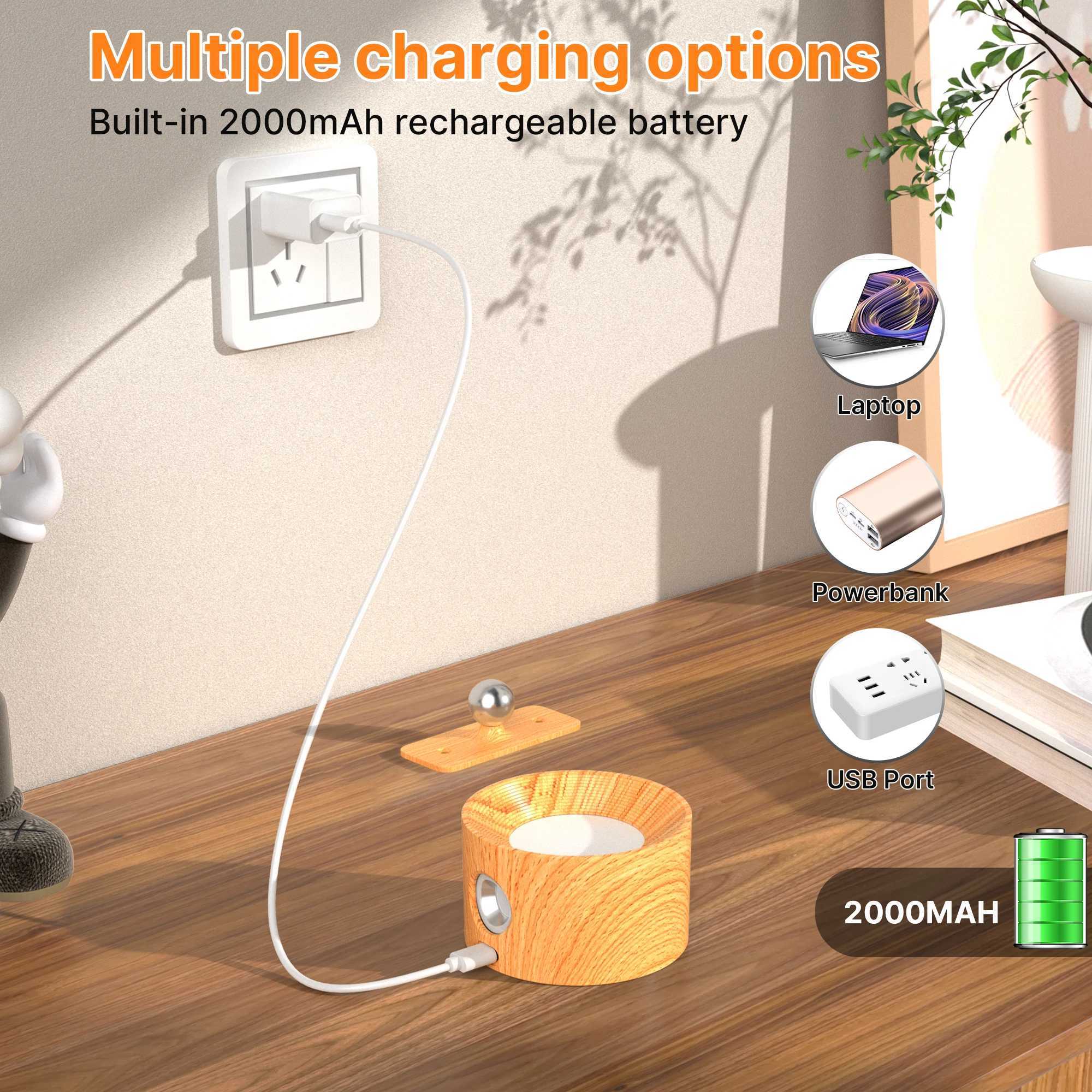 USB arj Edilebilir LED 3 Parlaklk Seviyesi 3 Renk Modu Dokunmatik Kontrol Kablosuz Duvar Montaj Sconce Iklar Yatak Odas Okuma Lambas iinXJ250526