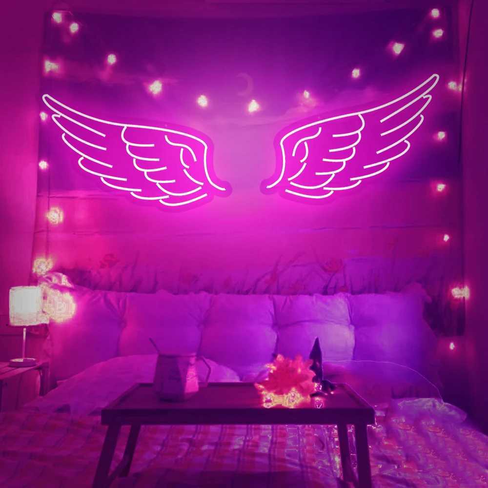 Angel Wings LED Neon Sign Model Props Glowing Acrylic Wall Art Light Decoration Home Party Artwork Wedding Night Light Birthday W250526
