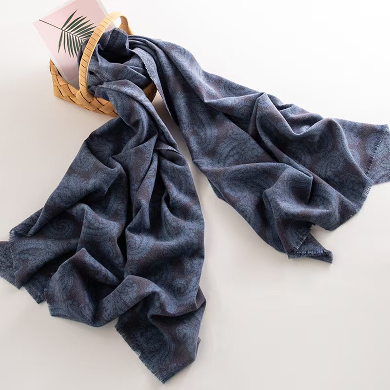 T809 Winter Temperament Cashmere Scarf Retro All-match Cashew Flower Plush Thickening Warm Scarf