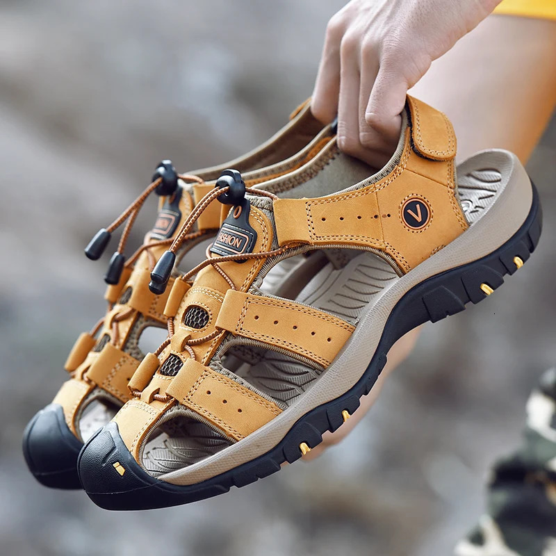 Summer Classics Men Sandals Genuine Leather Mens Casual Shoes Outdoor Man Beach Retro Roman Plus Size 3848 250523BJ - view 5