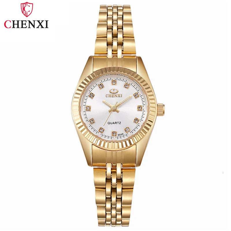 CHENXI Top Ladies Golden Watch for Women Clock Female Womens Dress Rhinestone Quartz Waterproof Wristwatches 250521