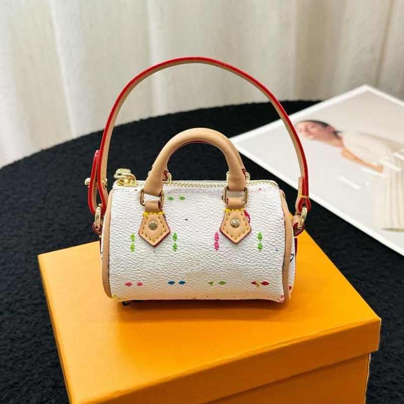 Keychains Lanyards Designer Key Chain Bag Charm Color mini Pillow bag Speed Monogram Handmade Leather Man Woman Mini Wallet Bags Pendant Coins Purse Accessories