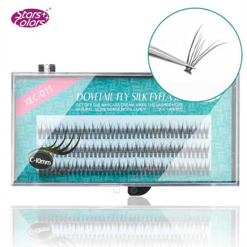 120 Bundles/Box Natural Fan Eyelashes High Quality Fish Tail Silk False Eye Lashes C Curl Dovetail Fly Eyelash Extension Makeup z250526ZEF8