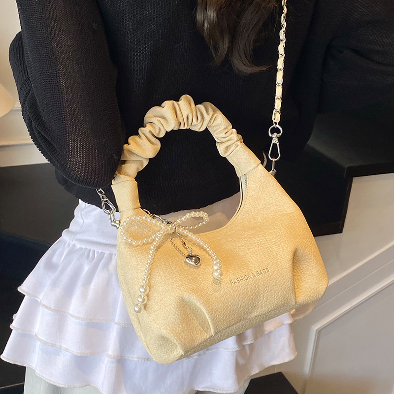 Yuezi Pleated Dumpling Handbag for Women 2025 Summer New Underarm Versatile Stylish Chain Crossbody Bag