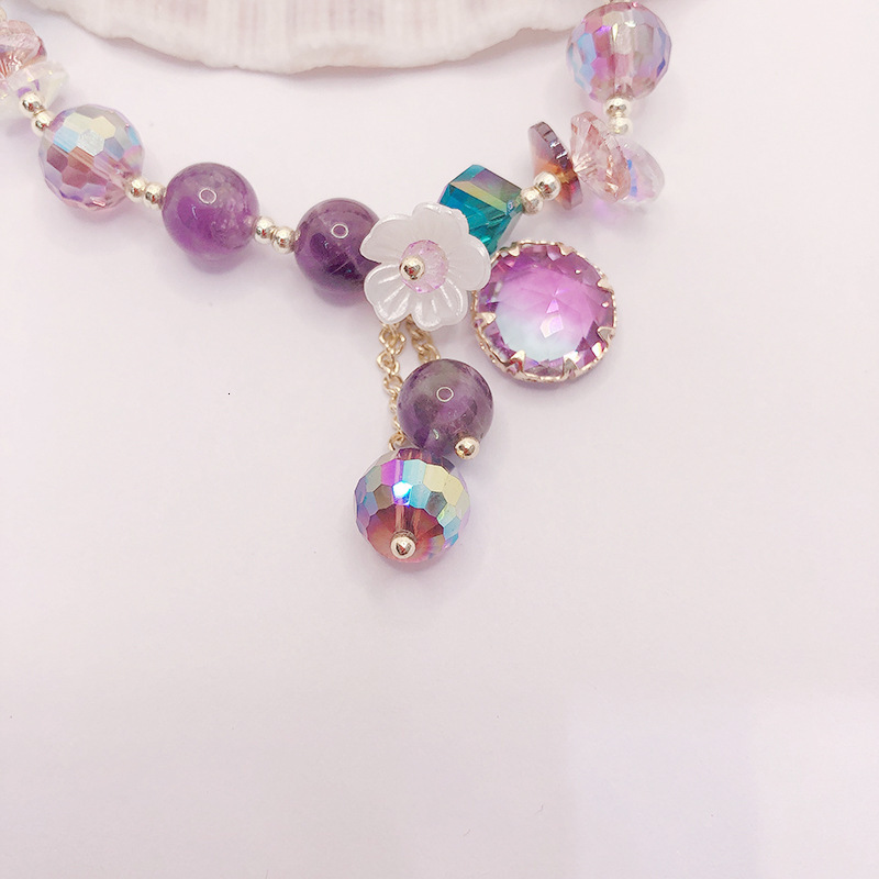 New Simple and Fashionable Amethyst Crystal Single Circle Female Pendant Bead Bracelet Jewelry