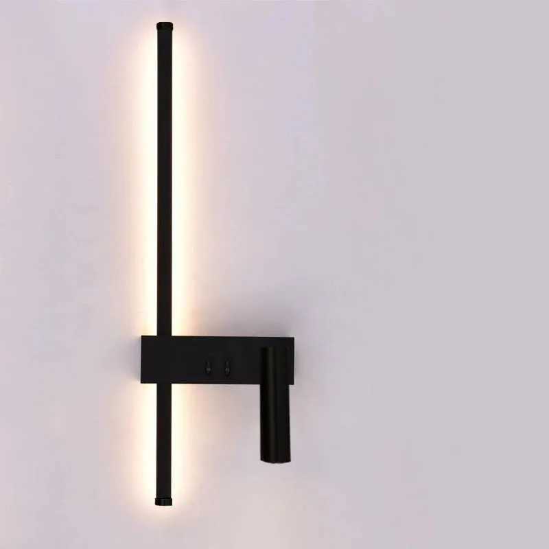 New Reading With Switch Minimalist Wall Lamps Bedroom Bedside Strip Lights Nordic 2023 Master Bedroom Line Background Wall LampsXJ250526