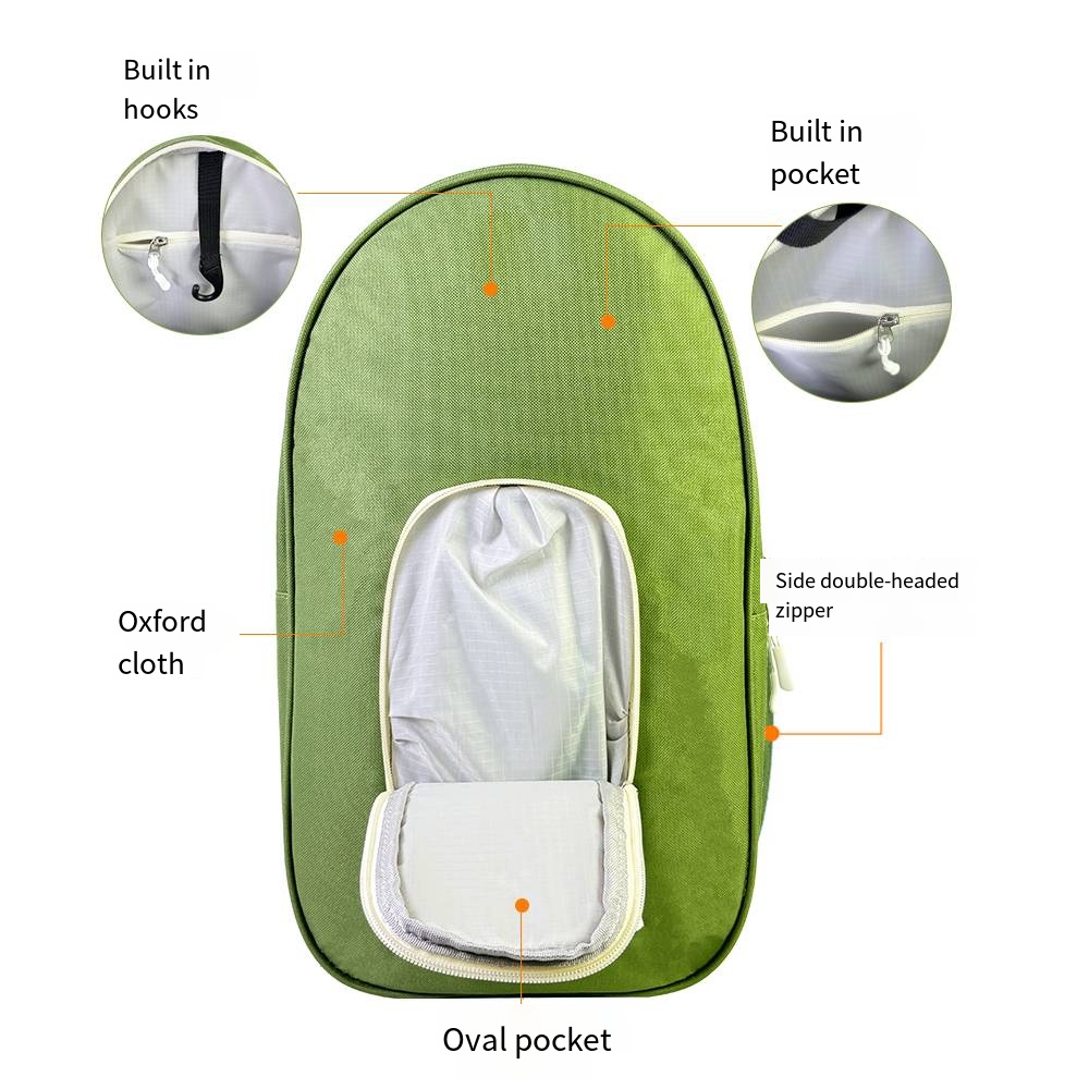 Sports racket bag with single shoulder strap, hook ball pocket, oval shaped activity tennis, sports pickle bag