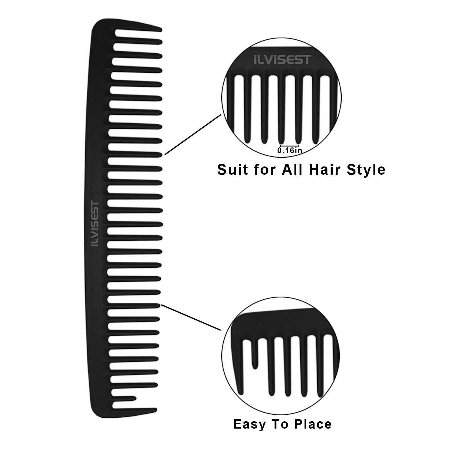 8 Inch Detangling Brush3Pack Black Carbon Fiber Large Wide Tooth Detangle Comb for Wet Dry Straight Curly Hair R250526