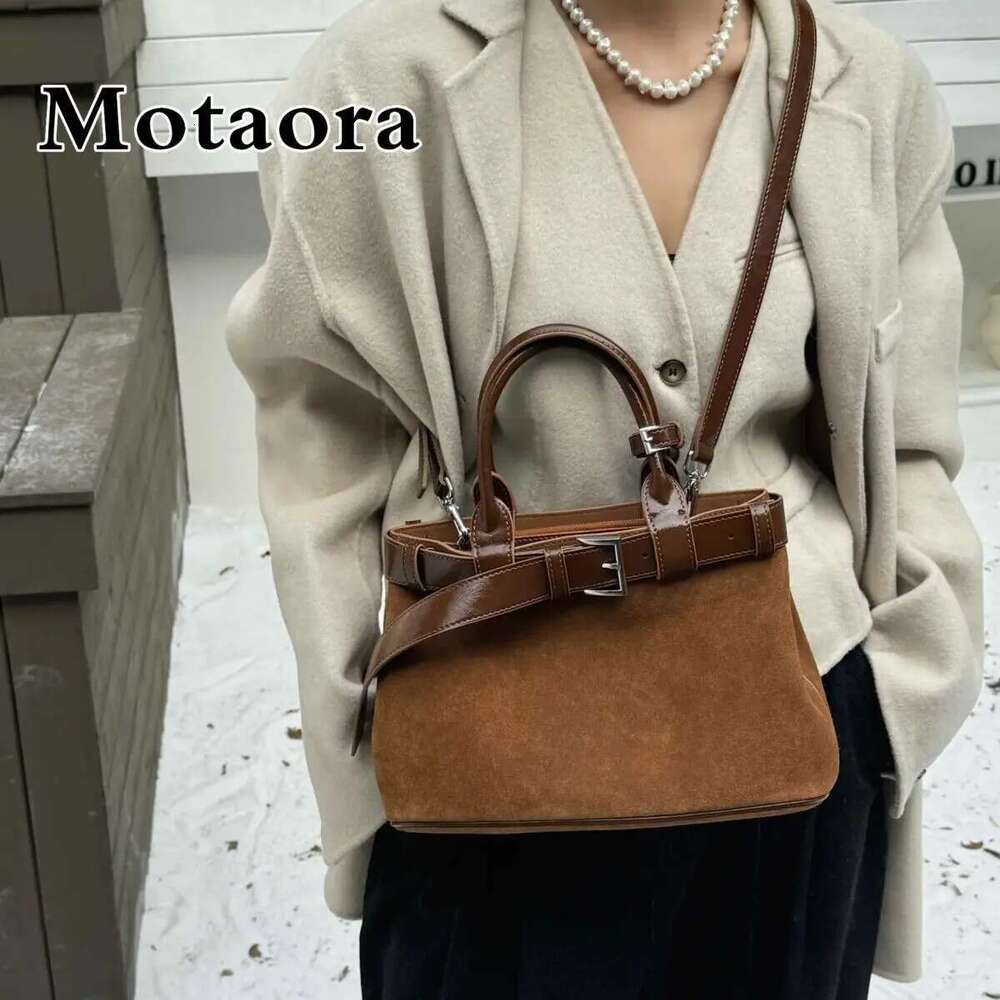 Designer Bag MOTAORA New Women S Genuine Leather Suede Handbag Belt Lock Buckle Crossbody Shoulder Bag Niche Design Daily Commuter Purse