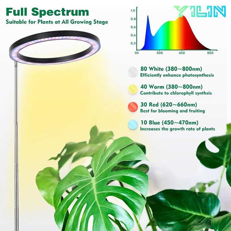 16cm/6.3inch LED Plant Grow Light Full Spectrum Growing Lamp Adjustable Height With 3-9-12 Auto On/Off Timer For Indoor PlantsXJ250526