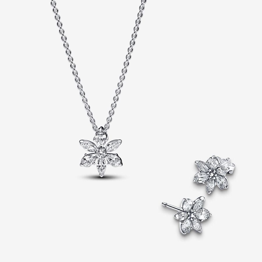 2025 New S925 Silver Love Gold Rune Necklace Simple and Versatile Snowflake Herbal Clavicle Chain