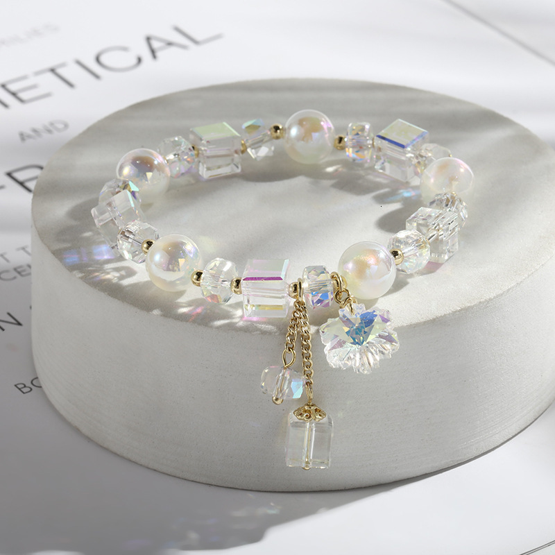 Crystal best friend design sense, star shining pearl transparent crystal bracelet