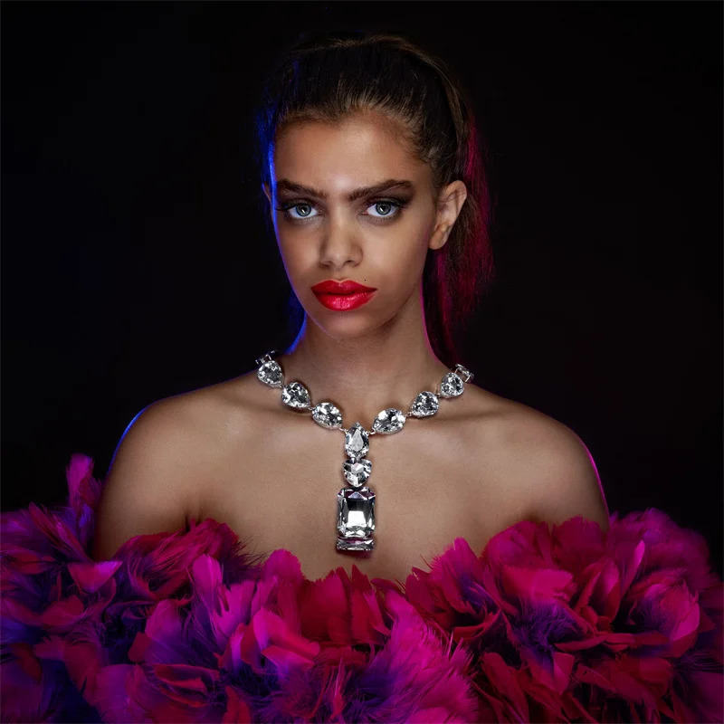 Fashion large rhinestones pendants Big brilliant necklace 250519