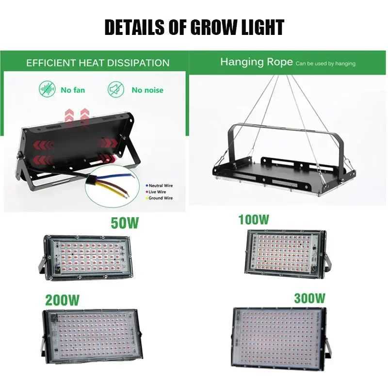 Phytolamp For Plants 50W 100W 200W 300W UV Lamp Full Spectrum Plant LED Grow Light Indoor Cultivation For Greenhouse Flower SeedsXJ250526
