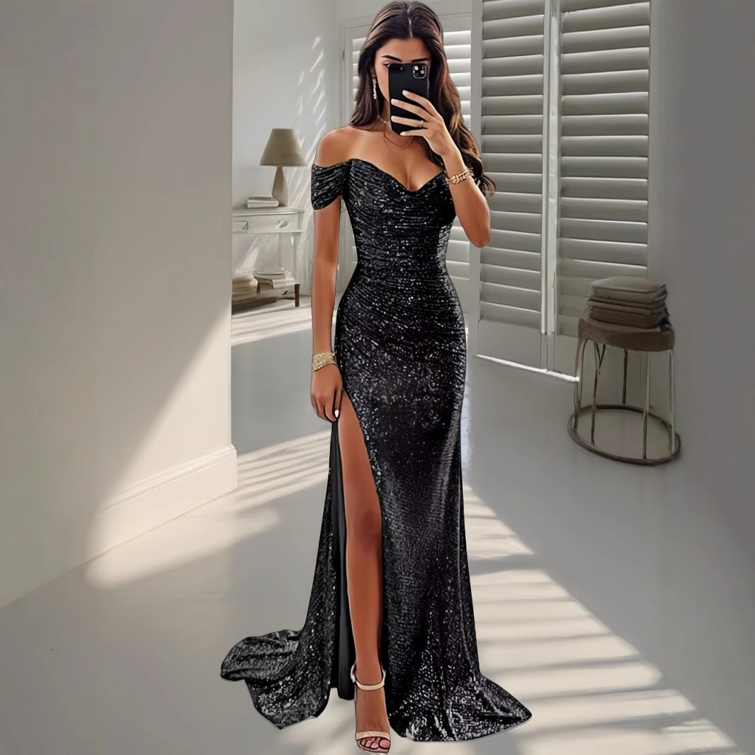 Plus Size Ombre Bib Neck Cold Shoulder Mermaid Dress 250520