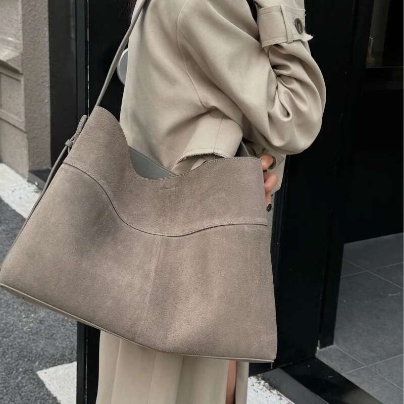 Genuine Leather Maillard Women S Matte Cowhide Commuting Shoulder Underarm Large Capacity Tote Bag Gift bag