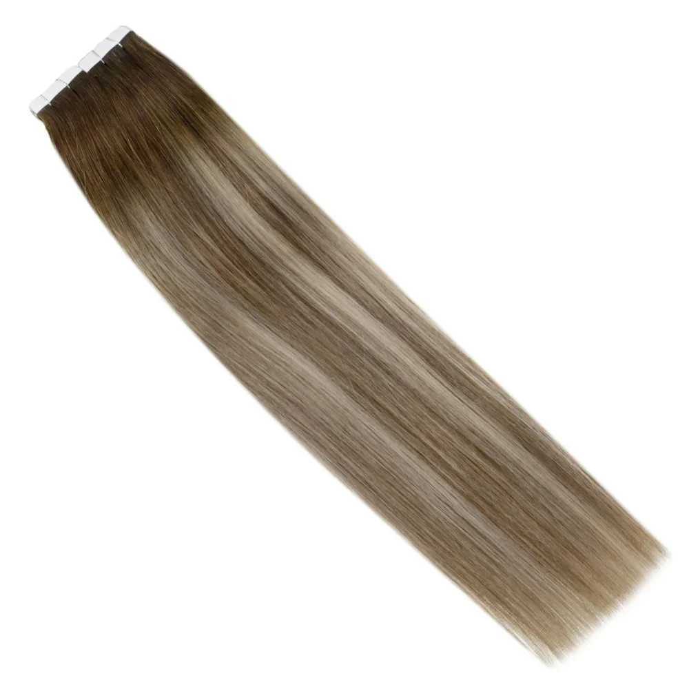 Download Remy Tape in Hair Extensions 100% Real Human Hair Straight Natural 12-24inch 20pcs 40pcs Double Sided PU Skin Weft Hair S25526