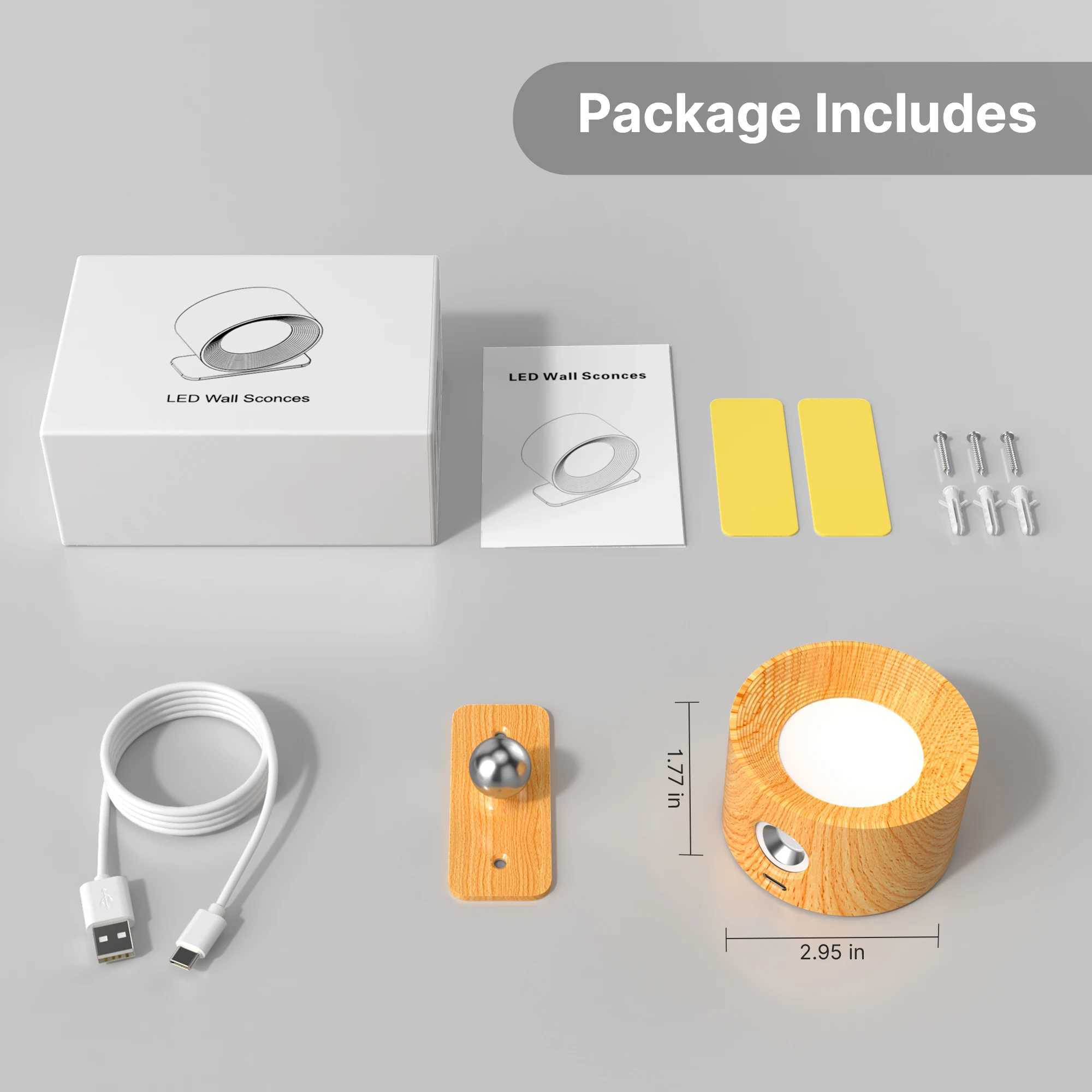 USB arj Edilebilir LED 3 Parlaklk Seviyesi 3 Renk Modu Dokunmatik Kontrol Kablosuz Duvar Montaj Sconce Iklar Yatak Odas Okuma Lambas iinXJ250526