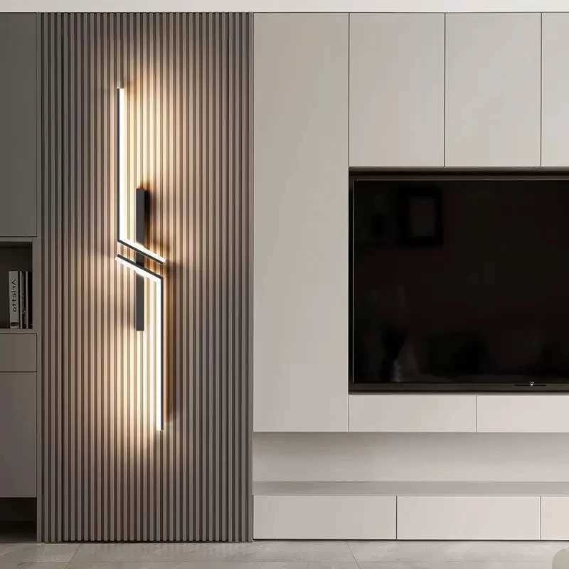 Modern Linear Strip Wall Light Black 60/80/100/120cm Living Room Bedroom Study Exhibition Lighting Fixtures Interior DecorationXJ250526