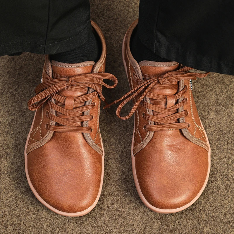 Men Shoes Wide Barefoot for Minimalist Split Leather Casual Breathable Comfortable White Walking Sneakers 250526