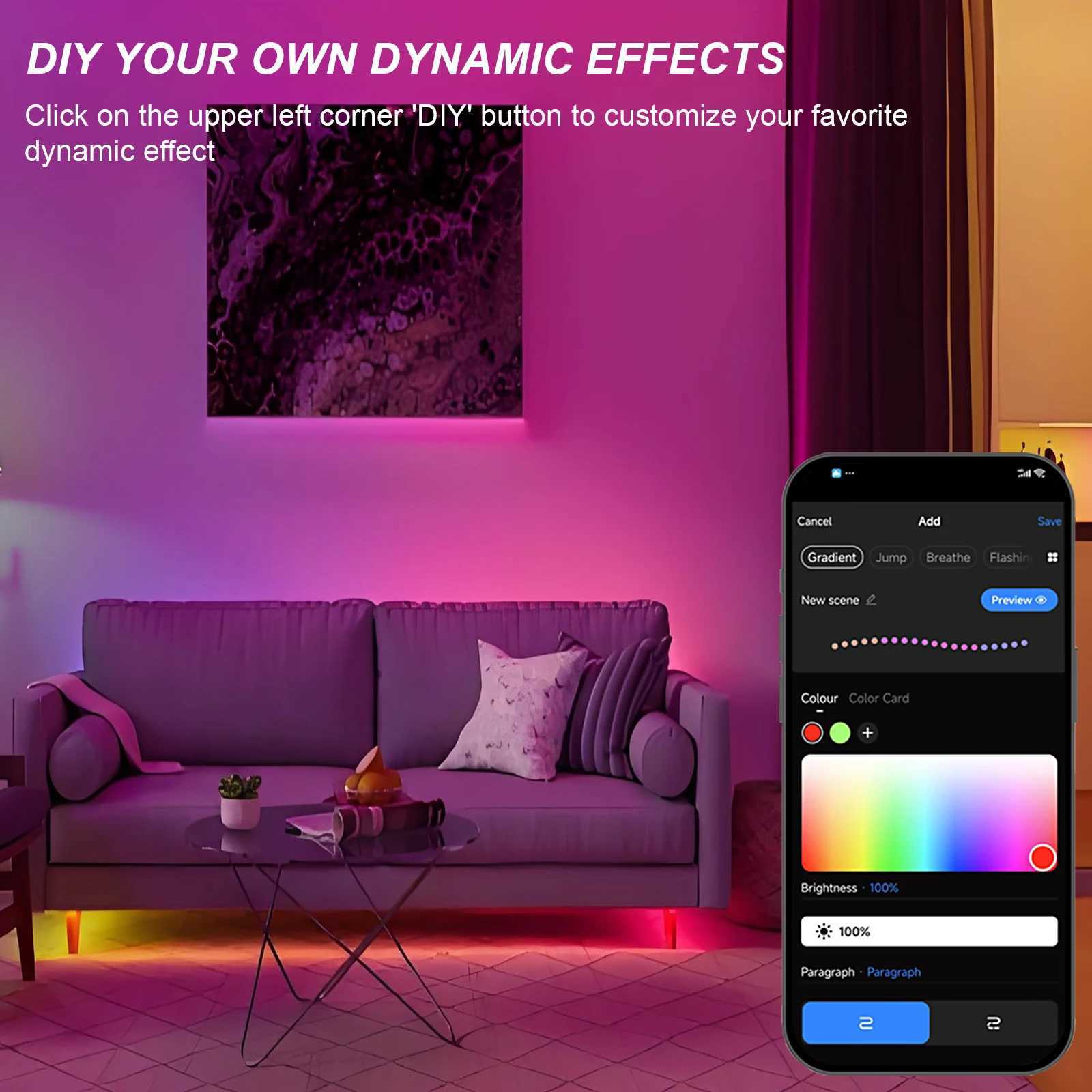 1-25M RGB Addressable COB LED Strip Light 24V WS2811 Pixel LED Strip Tuya WiFi RGBIC LED Ribbon Light Kit For TV Room decoration W250526