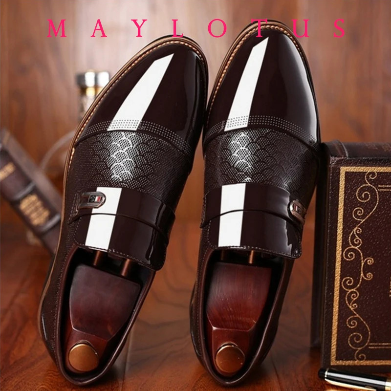 Size 38-50 Mens Dress Shoes Leather Embossing Classic Fashion Men Shoes Slip On Mans Oxford shoes 250526