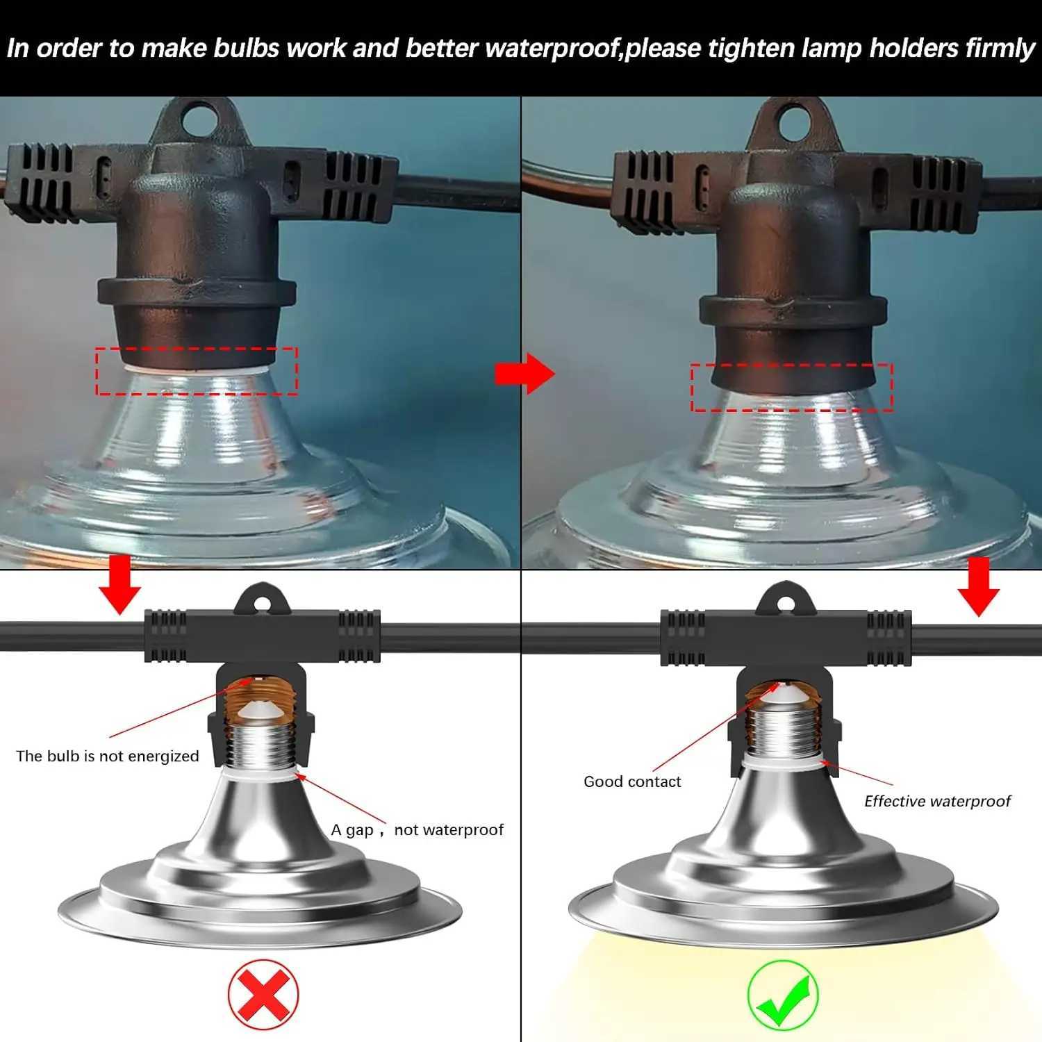 Outdoor LED Grow Lights for Greenhouse 6-Light Waterproof String Grow Light Full Spectrum LED Plant Grow Light LampXJ250526
