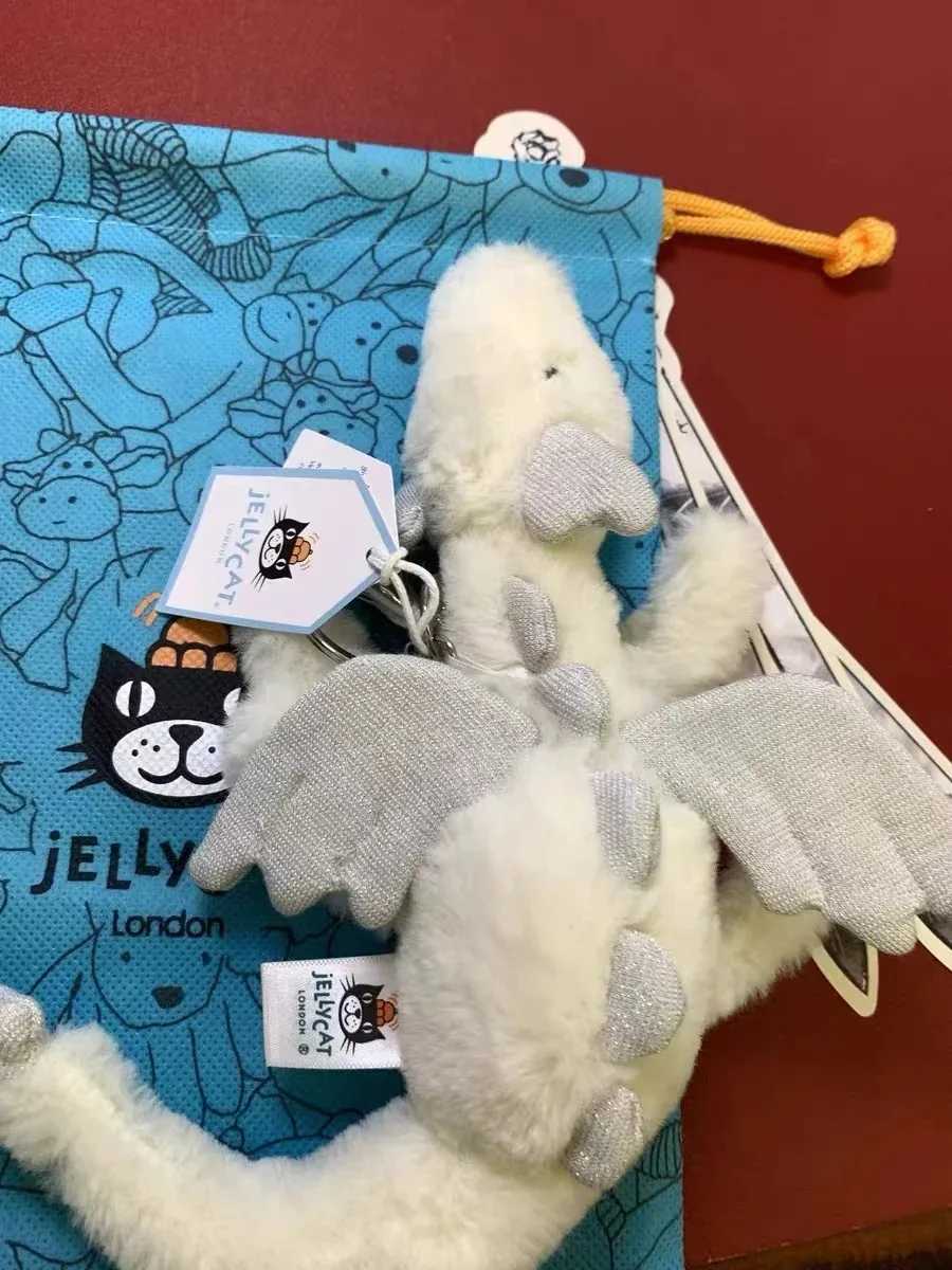 Original Jelly Cat 10cm White Pink Purple Dinosaur Bag Pendant Doll Keychain Sleeping Toy Pet Holiday Gift With Cats And DogsXJ250524