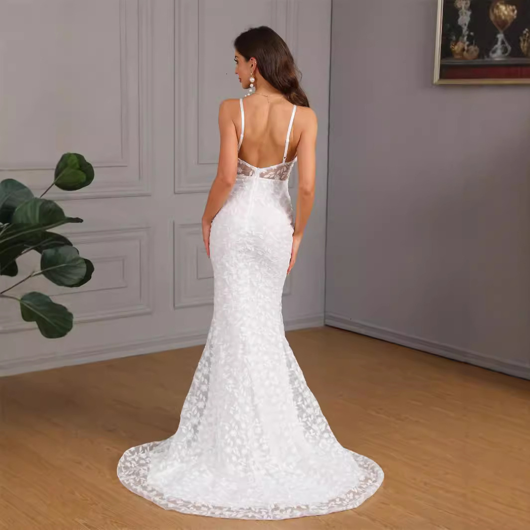 New womens sexy sleeveless camisole trailing slim fit wedding dress