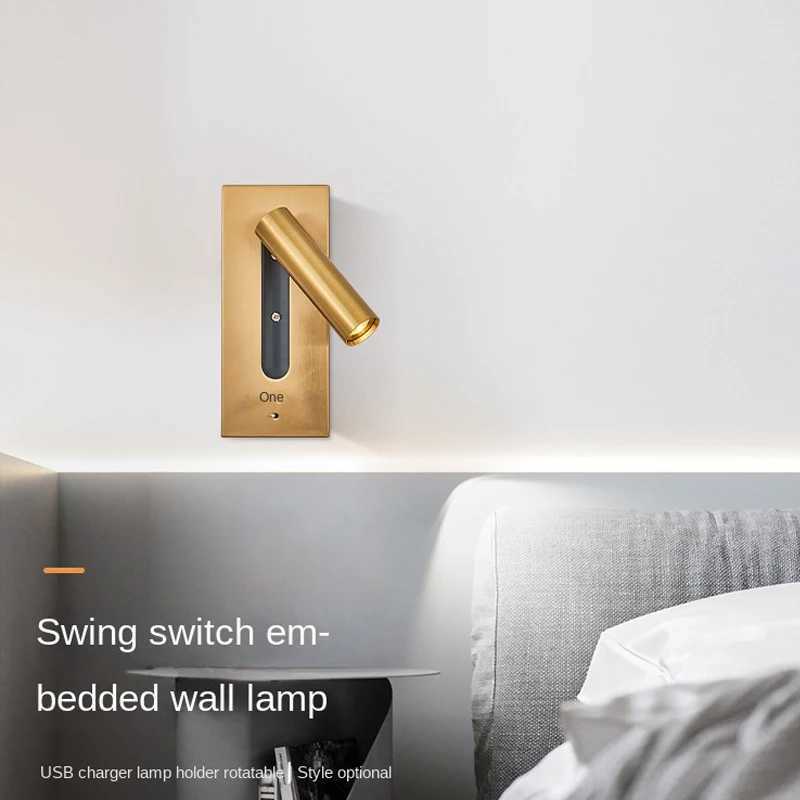 Indoor Wall Lamp with USB Charging Bedroom Decoration and Reading lighting 3W 85-265V Hotel Headboard LED Embedded Wall lampXJ250526