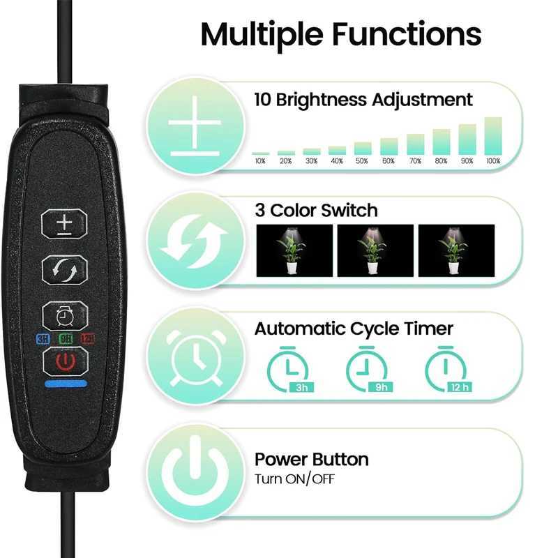 LED Grow Light for Indoor Plants Red Blue Full Spectrum Plant Light 360 Gooseneck Height Adjustable Grow Lamp with 3 Light ModesXJ250526