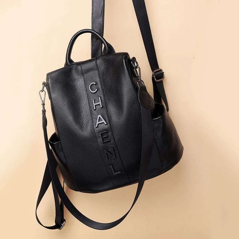 Fashion genuine leather women s trendy simple style large capacity versatile backpack commuting and traveling bag