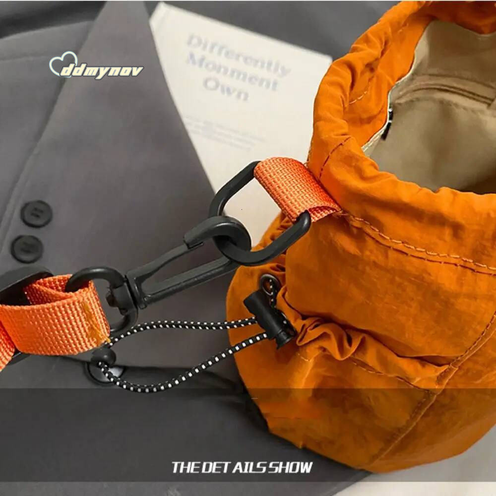 Cute Korean Style Drawstring Bucket Purse Handbag Nylon Shoulder Solid Color Mobile Phone Small Crossbody Bag Girls ddmynov