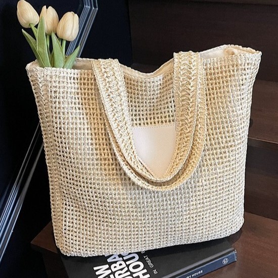 Large Capacity for Women 2025 New Fashion Commuter Korean Style Straw Versatile Casual Shoulder Underarm Bag