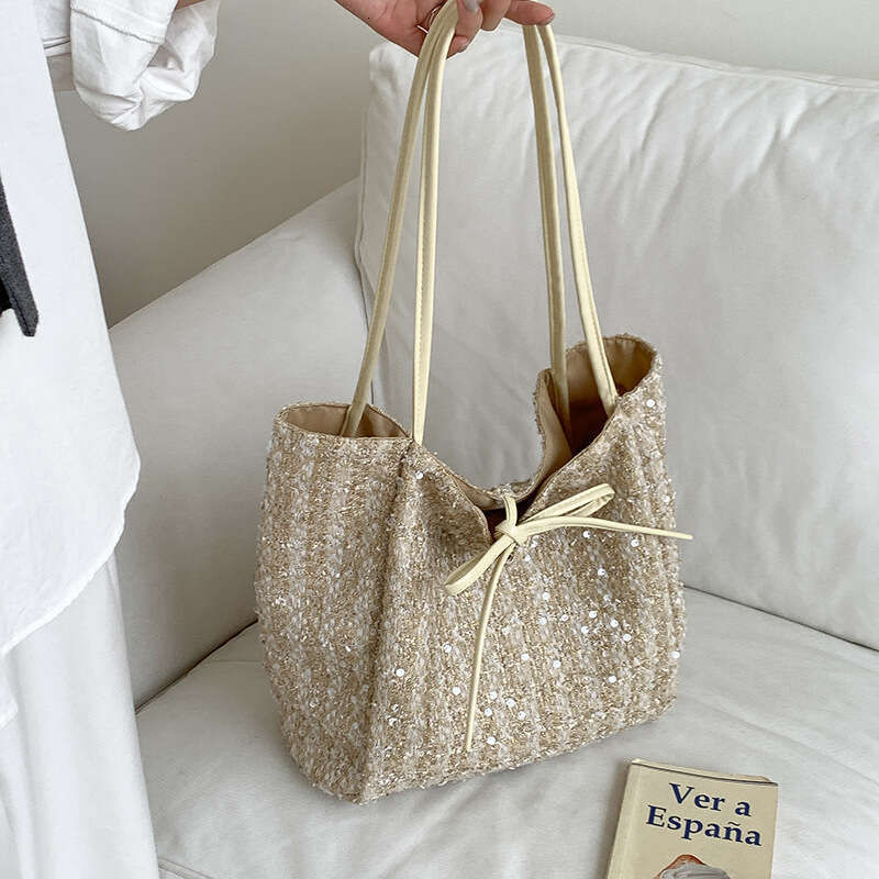 2025 New Niche Design Bling Sequin Shoulder Large Capacity Versatile Women's Fashion Tote Bag