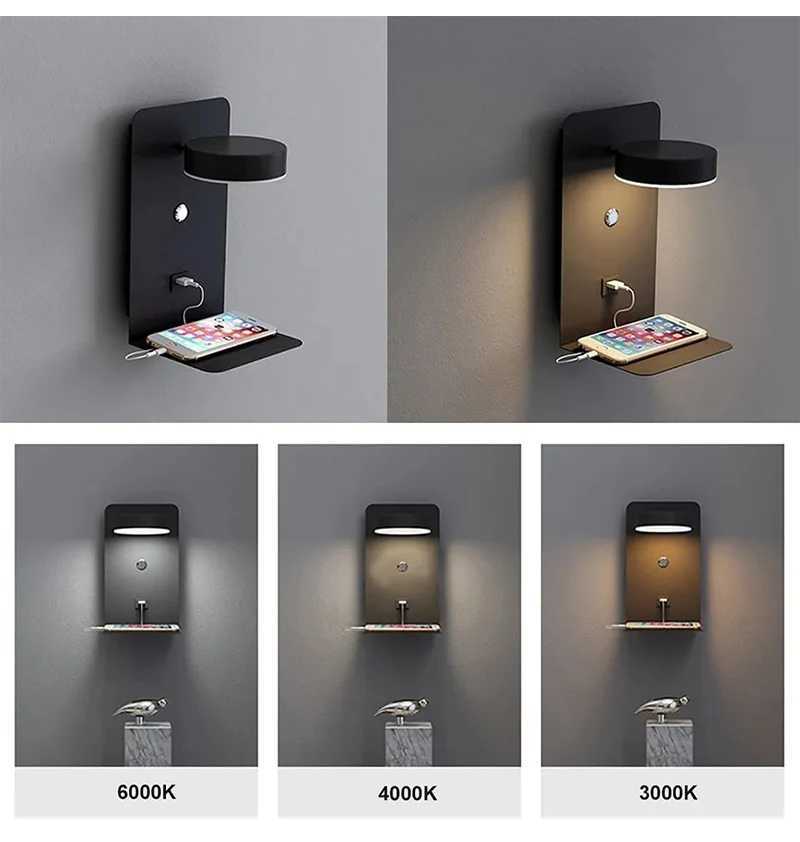 LED Wall Light Interior Mobile Phone Charging USB Wall Lamps With Switch Bedroom Bedside Reading Lights Decoration Living RoomXJ250526