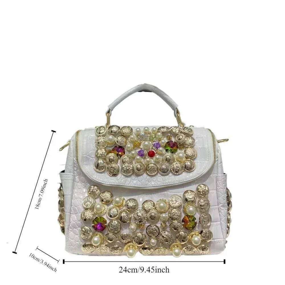 Women's Bags Designer Ladies' Fashionable And Elegant Pearl Decorated Handbag With Large Capacity Crocodile Pattern Shoulder Bag