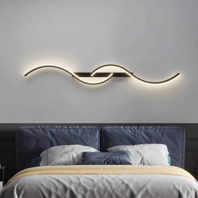Modern LED Wall Sconce Strip Aluminum Wall Lamp 60/80/100CM For Bedroom Bedside Living Room Background Decor Lighting FixturesXJ250526