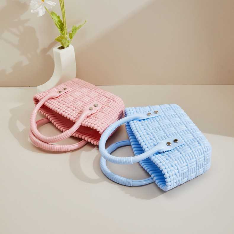 Pvc Jelly Bag Fashion and Versatile Woven Vegetable Basket Durable and Easy to Wash Summer Womens Handbag