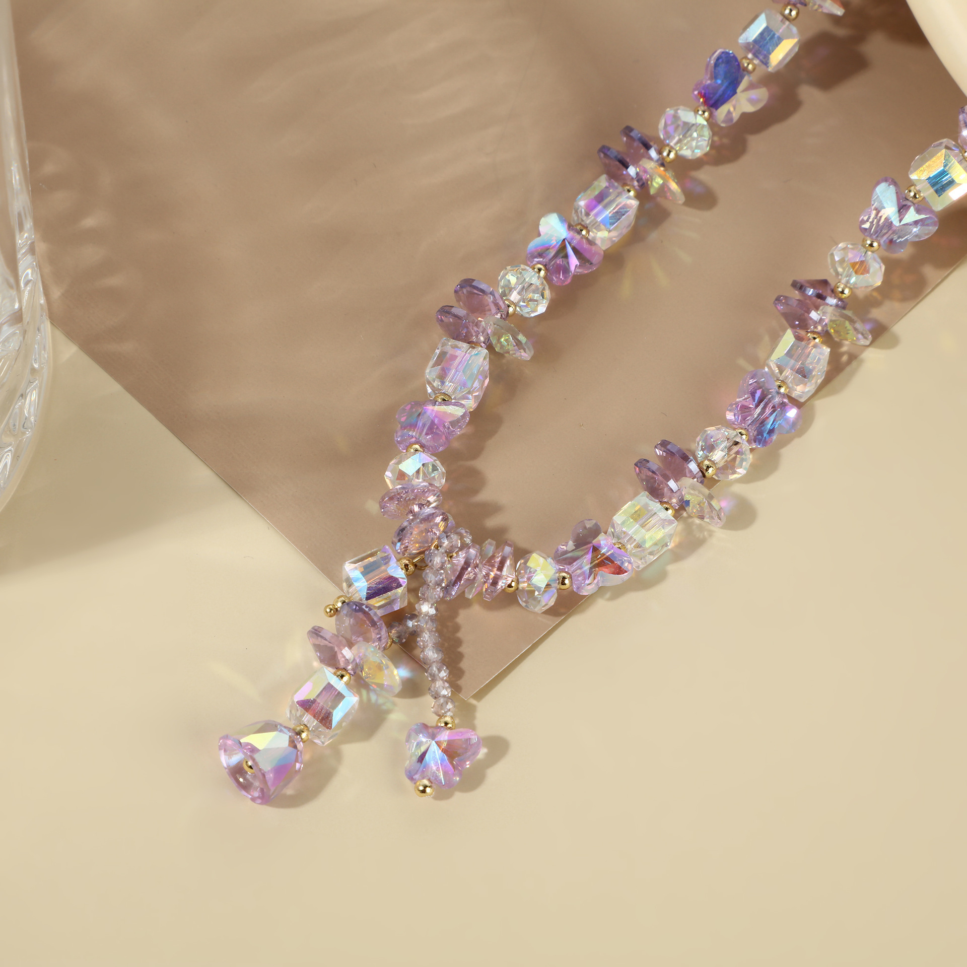 creative design necklace, sweet personalized crystal pendant style, simple and fresh women's accessories